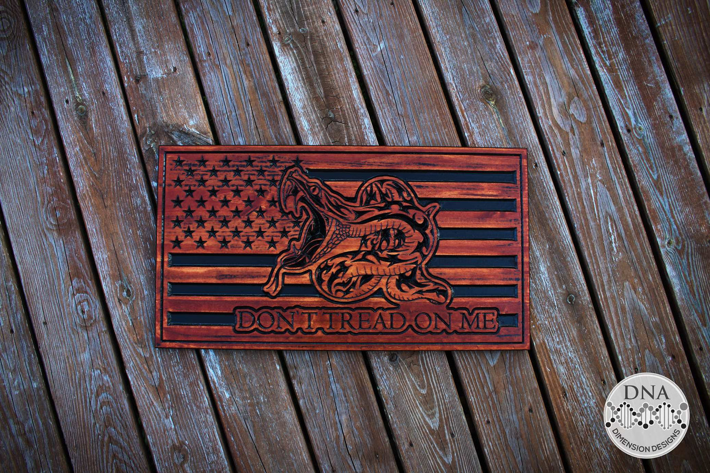 Don't Tread On Me American Flag Wood Wall Art