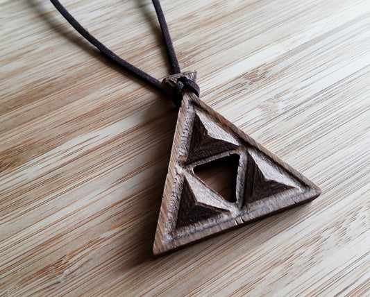 Triforce Zelda Pendant Wood Carved Necklace