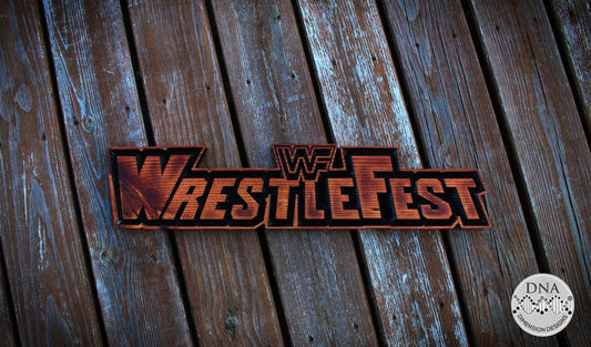 WWF WrestleFest Logo Wood Wall Art